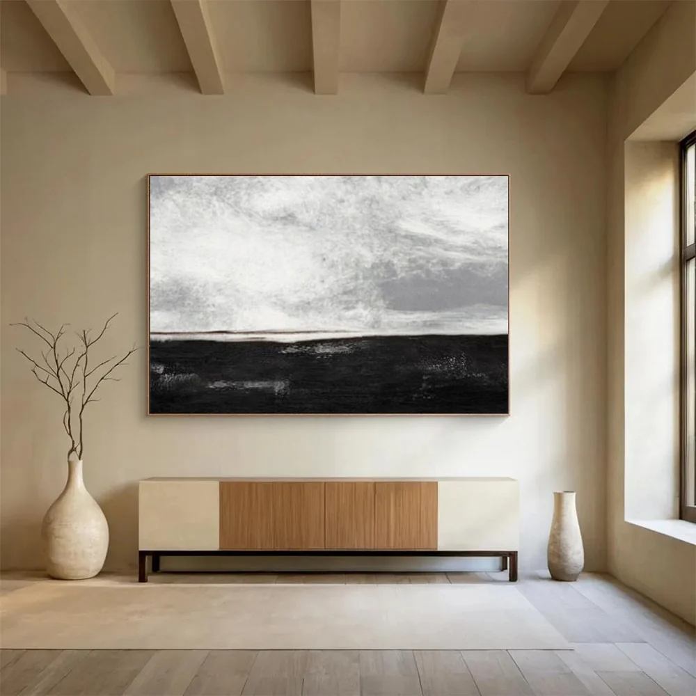 Monochrome Handmade Original Sky Bedroom Minimal Abstract Artwork 4AW3R